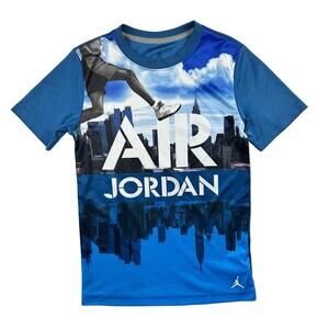 Air Jordan Flight Skyline Jumpman Youth M Blue All Over Graphic T‑Shirt